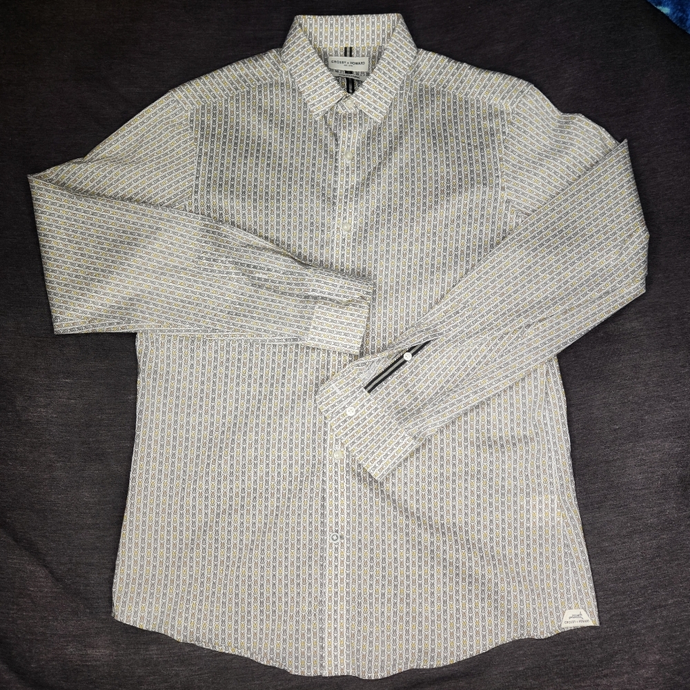 Rabbit Print Easter Lomg Sleeve Mens Medium Button Down Shirt